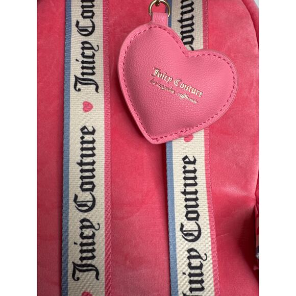 Juicy Couture Pink Velour Rhinestone Logo Backpack with Juicy heart lego charm - Picture 6 of 16